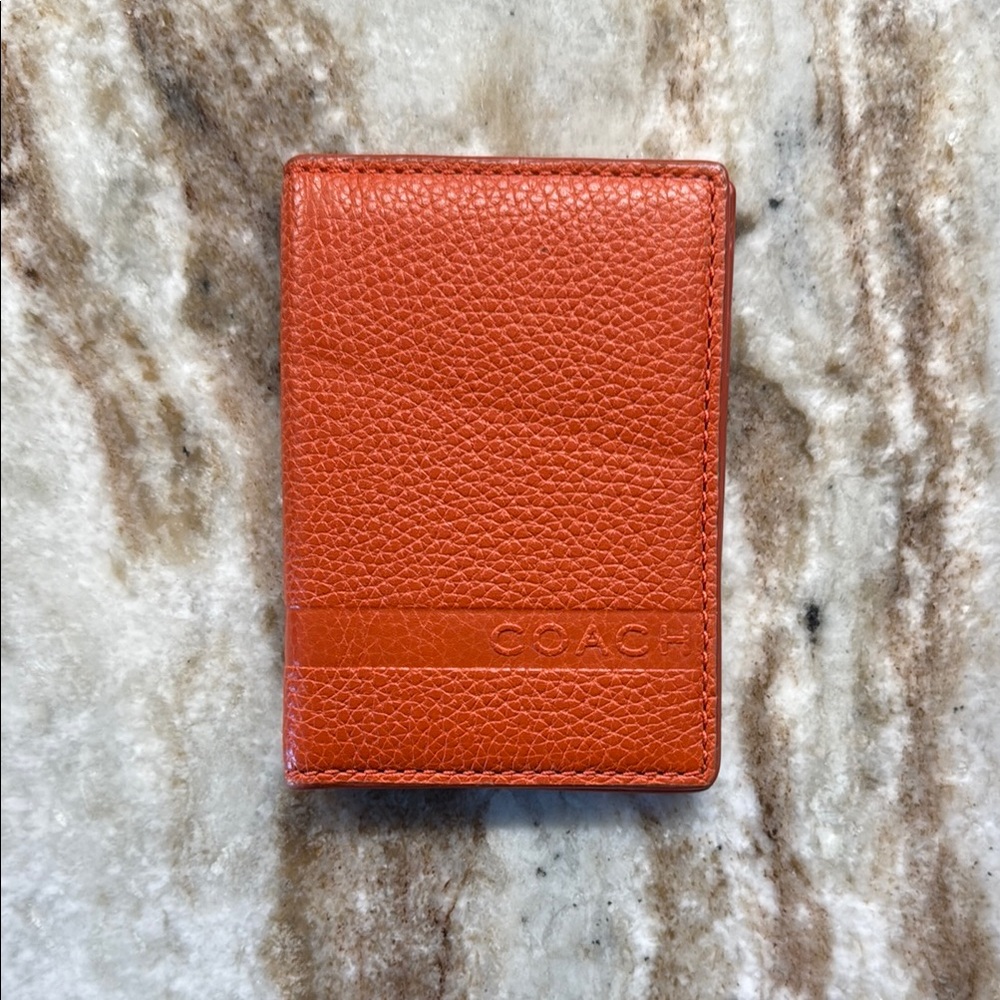 Coach Vibrant Orange Leather Credit Card Holder